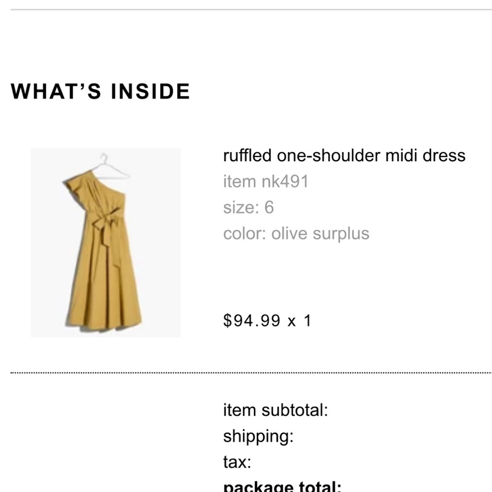 Madewell Olive One-Shoulder Midi Dress